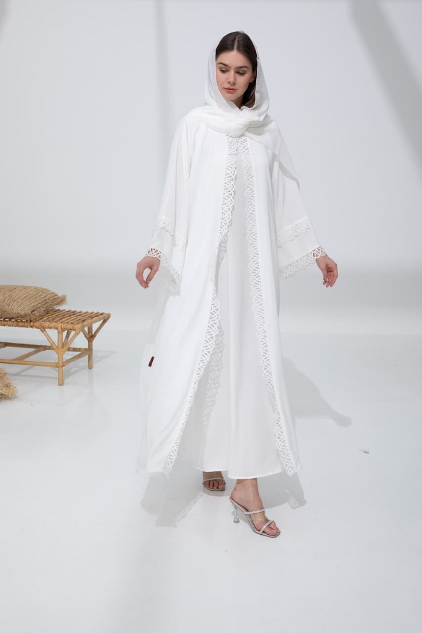 white lace abaya